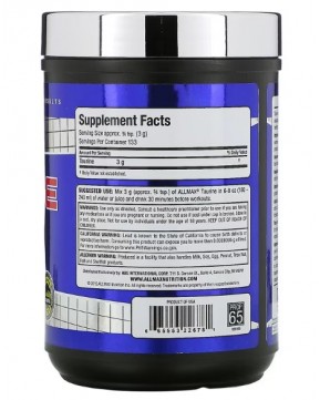 ALLMAX Nutrition, Таурин, без добавок, веганский продукт без глютена, 3000 мг, 400 г